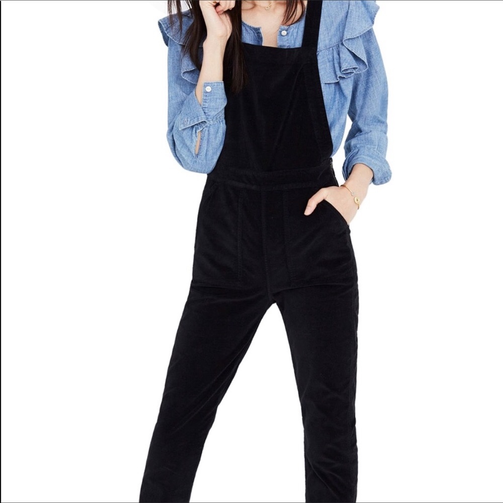 Madewell skinny velvet overalls